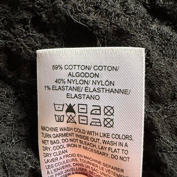 Lucky Brand L Black Textured Square Neck Sweater Top Lightweight - Picture 5 of 6